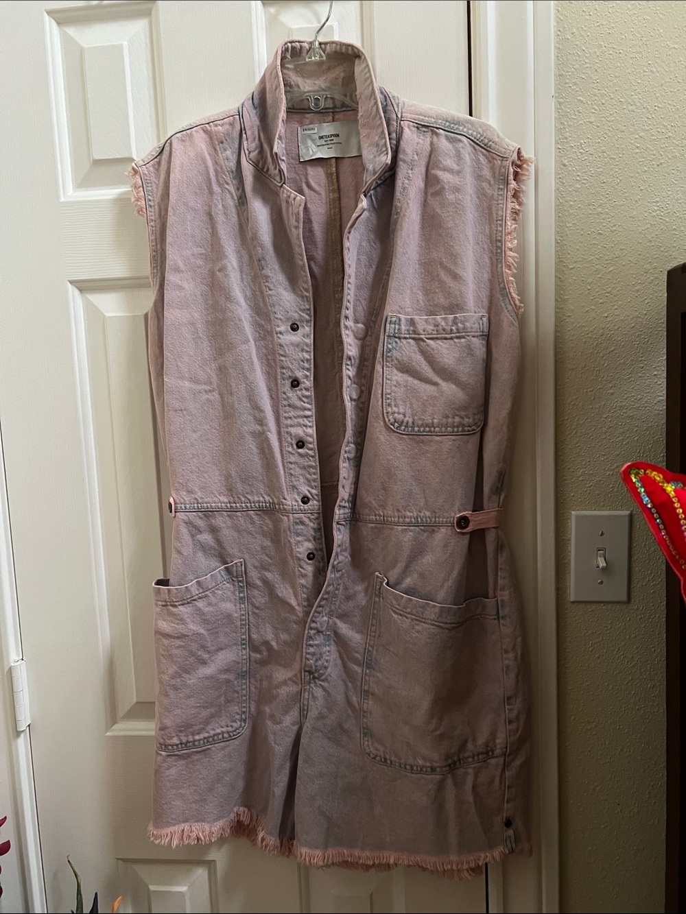 One Teaspoon x Free People Palisades Pink Haze Denim Short Edgy Overalls NWT sm - Picture 3 of 7